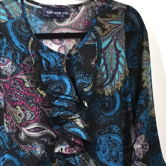Susan Graver Tunic Beautiful! Front Ruffle XS - Picture 4 of 4