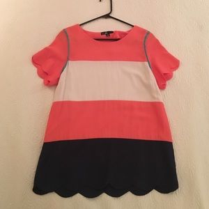 Stripes blouse with scalloped details