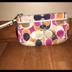 Coach Madison multicolored navy & pink wristlet