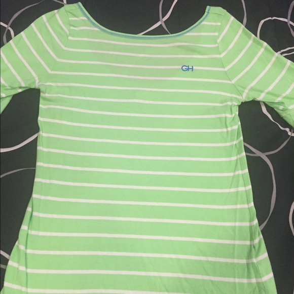 Striped swoop neck tee with low back - Picture 1 of 3