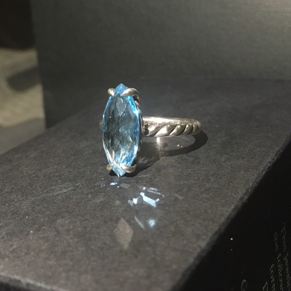 💍RARE💍Marquise Blue Topaz Ring & Cleaning Kit