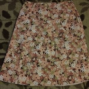 Pink floral skirt.