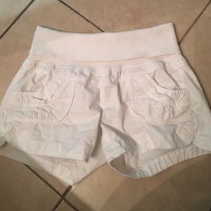 White Maternity Shorts.