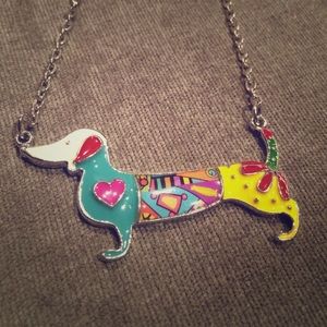Colorful Dachshund Dog pendant necklace