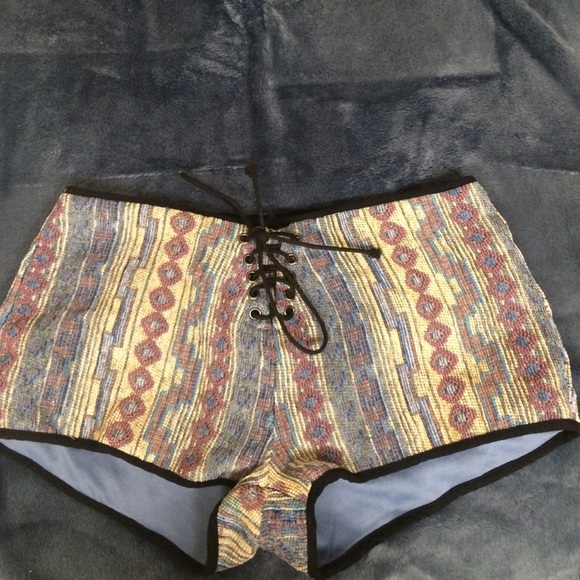 BLACK FRIDAY SALE Aztec Print Embroidered Shorts