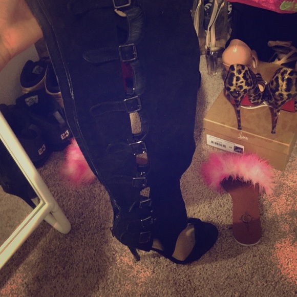 Black thigh high boot