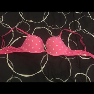 Pink polkadot push-up plunge bra!👙