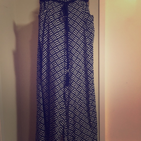 Zara Palazzo Pant in Navy & White. Size L