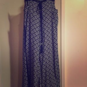 Zara Palazzo Pant in Navy & White. Size L