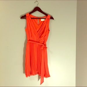 Coral Pleated Dress