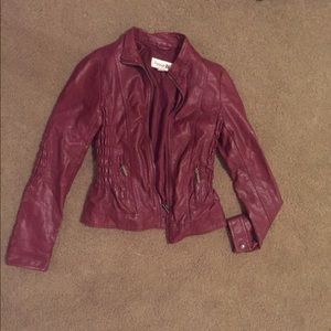 Maroon faux leather jacket