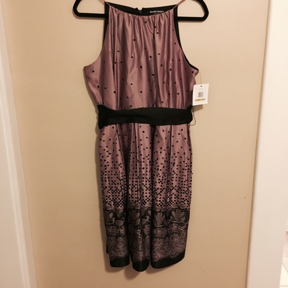 Ellen Tracy pink cocktail dress with black sequins