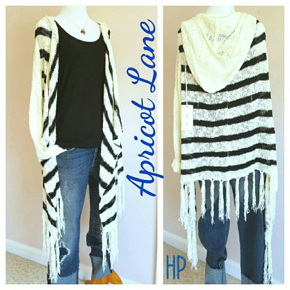 CLOSET CLOSING! Hooded Striped Fringe Cardigan