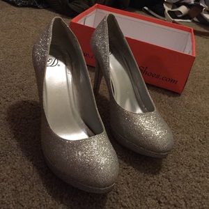 Silver sparkly heels