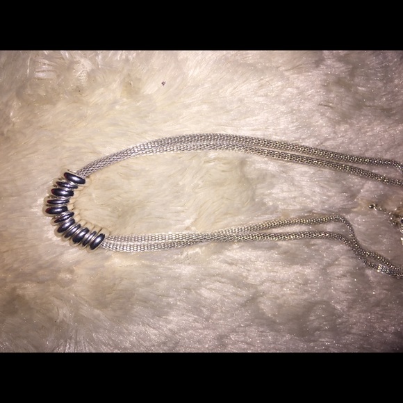Silver snake skin chain necklace