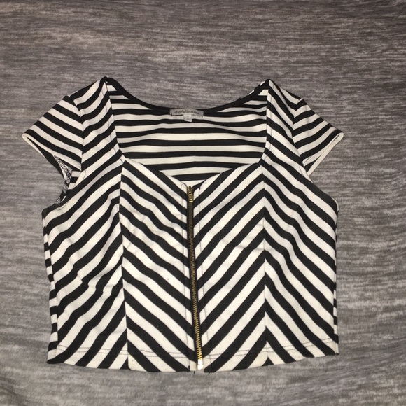 Black and white striped crop top