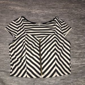 Black and white striped crop top