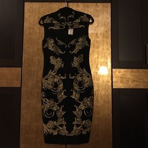 Black with gold design dress