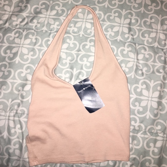 NWT baby pink brandy Melville halter top OS