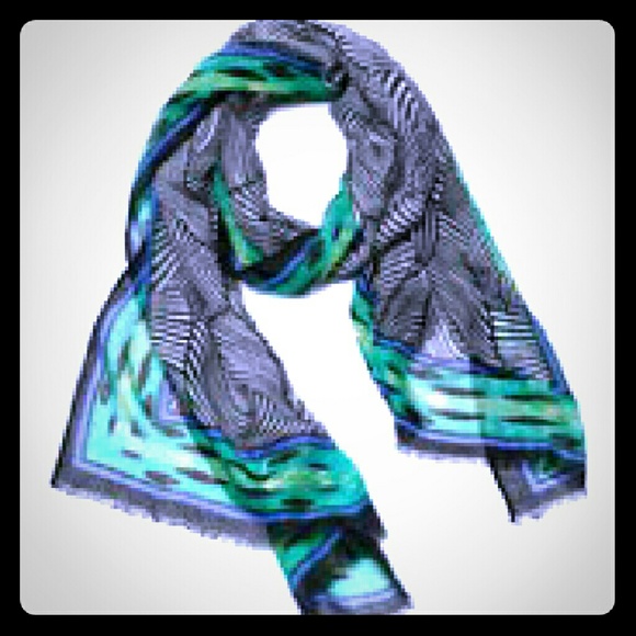 Green Blue & Zebra print Scarf