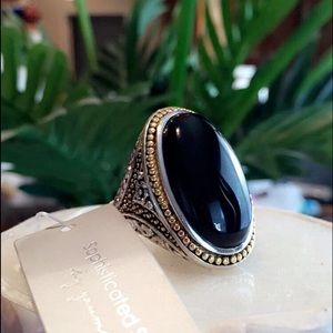 Black Gem Cabonchon Ring