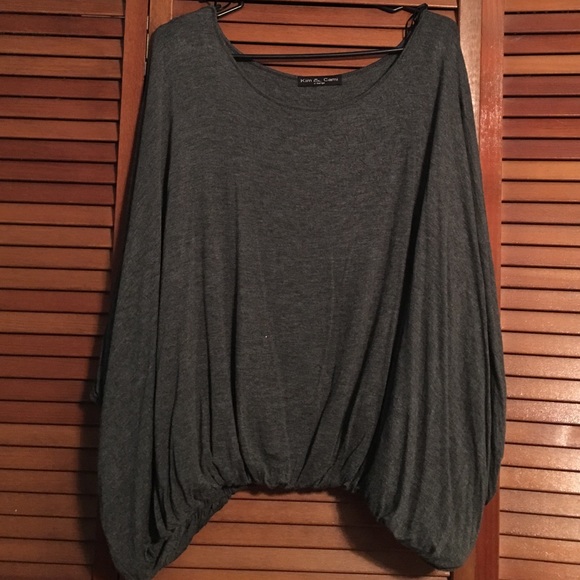 Kim & Cami Tops - charcoal gray bubble top