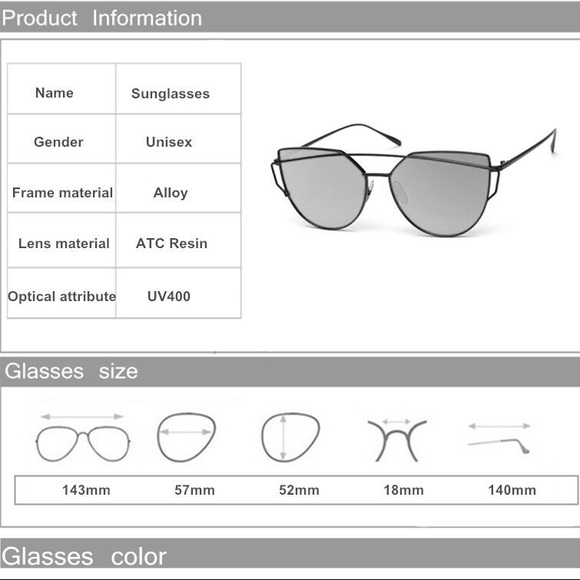 Mirror Cross Wire Cat Eye Sunglasses w/ Case - Picture 3 of 4