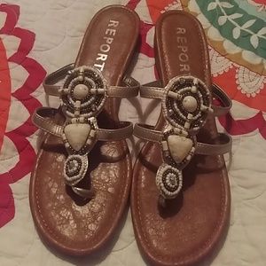 Report White and Silver Stone/Beaded Sandal