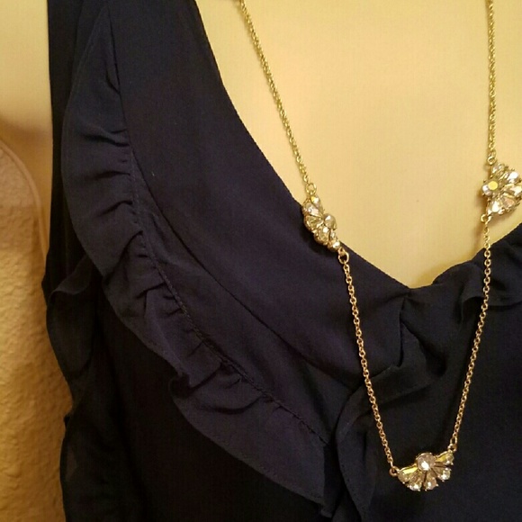 BCBGMaxAzaria Navy Blue Dress with Ruffles - Picture 3 of 3