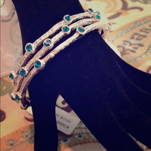 Silver and sapphire bangle bracelet