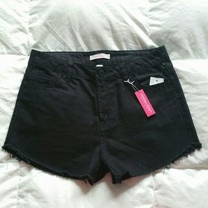 Vintage Black Denim High Waisted Shorts