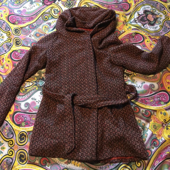 ❌SOLD!! Orange & Black Peacoat Oversized Hood Size