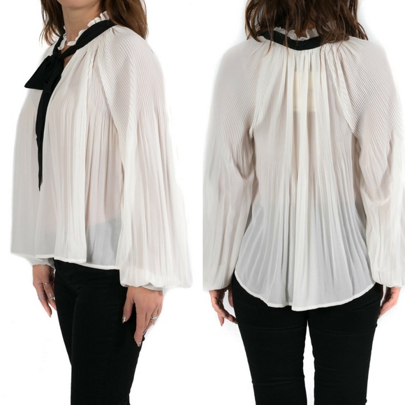 ‼️SALE‼️Contrast Tie Front Blouse - Picture 2 of 5