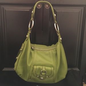 B Makowsky green leather shoulder bag