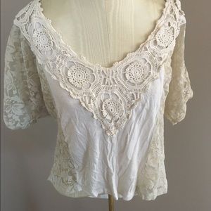 Lacey cream and white shirt