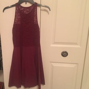 burgundy skater dress