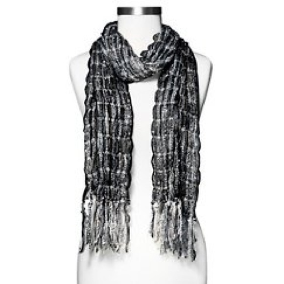 New. Black and White Sequin Scarf