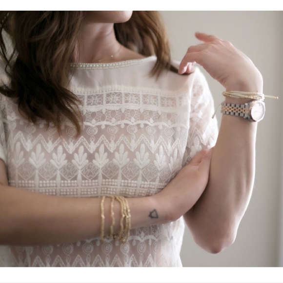 ‼️SALE‼️Sheer Lace Top with Pearls - Picture 2 of 3