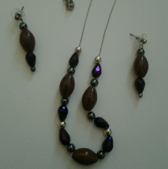 Football necklace and matching earrings-NEW PRICE