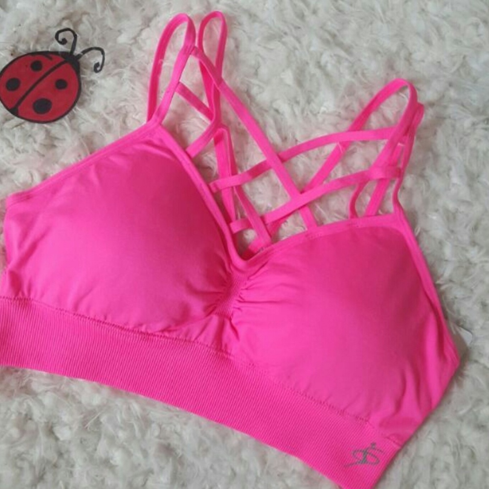Pink Strappy criss-cross sports bra- bralette