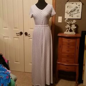 Grey and white chevron maxi dress