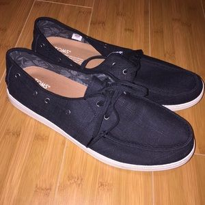 Men's Culver Lace Up Black washed linen slip ons