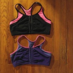 Purple/pink purple/black front clasp bras