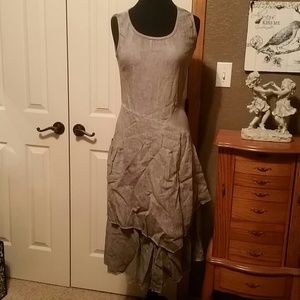 Beige layered midi dress