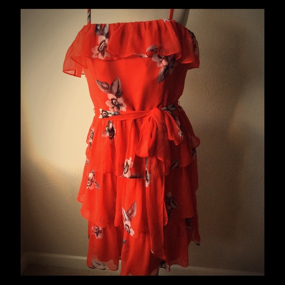 White House Black Market Red Floral Dress  Size 14