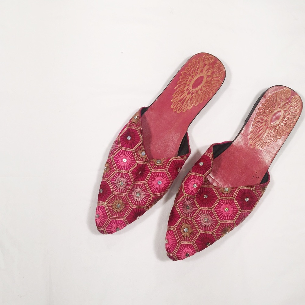 Pink Pointed Slide Flat Mules Free People Size 7
