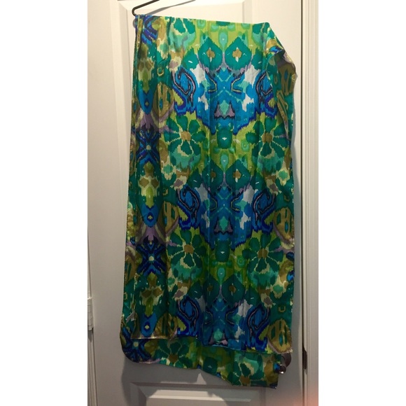 Chico's Blue & Green Abstract Silk Scarf