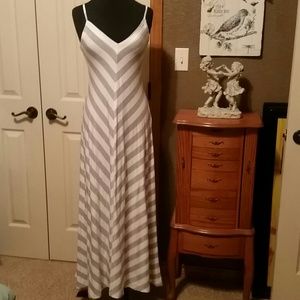 Grey and white spaghetti strap maxi dress