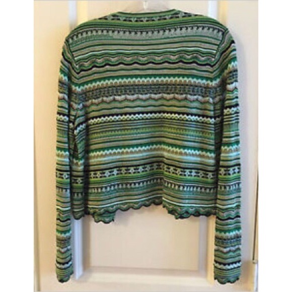 Chico's Green Shrug w Blue & Gold Accents - Picture 2 of 3