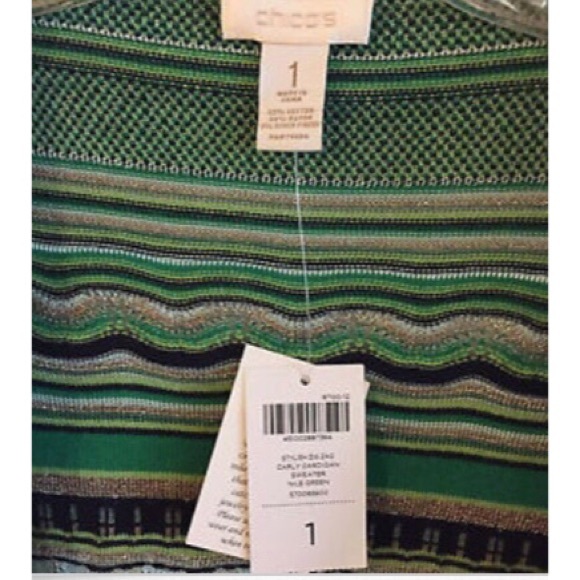 Chico's Green Shrug w Blue & Gold Accents - Picture 3 of 3